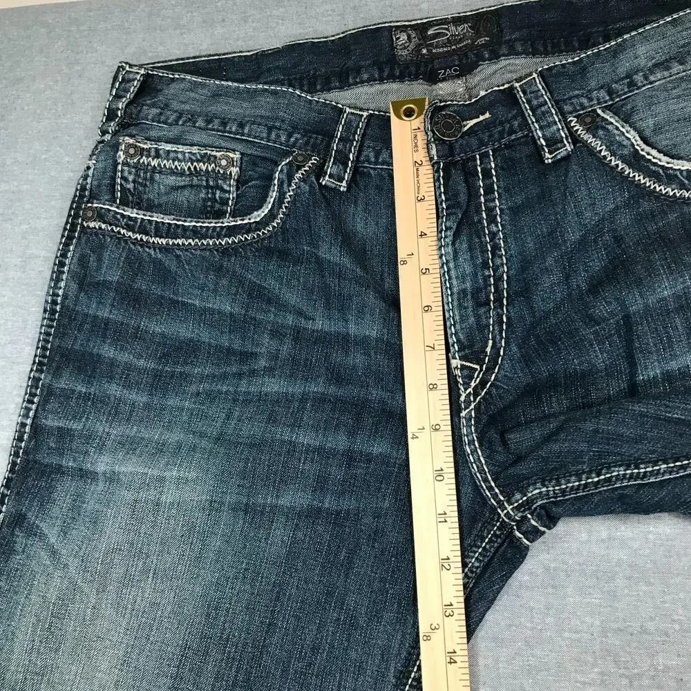 Silver Jeans Co Men's 38x32 Zac Blue Jeans Relaxed Straight Denim 100% Cotton J